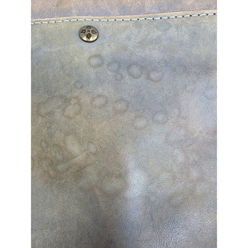 Patricia Nash Italian Leather Crossbody Bag Distressed Tan Blue Buckle Accent - Picture 4 of 16